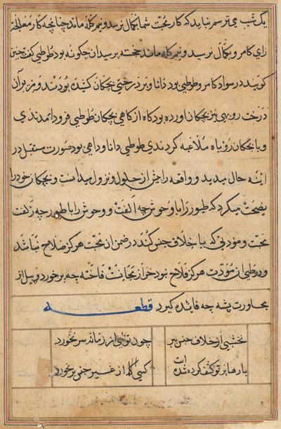 Pagina da Storie di un pappagallo (Tuti-nama): pagina di testo da Unknown artist