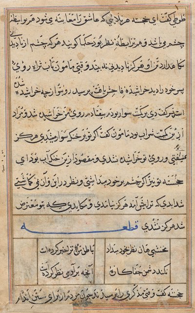 Pagina da Racconti di un pappagallo (Tuti-nama): pagina di testo da Unknown artist