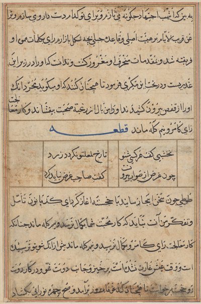 Pagina da Racconti di un pappagallo (Tuti-nama): pagina di testo da Unknown artist