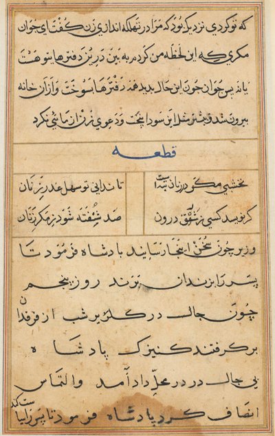 Pagina da Racconti di un pappagallo (Tuti-nama): pagina di testo da Unknown artist