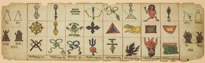 Pagina di un quaderno con simboli rituali da Unknown artist