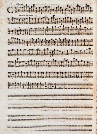 Pagina della partitura musicale di "Concerti a cinque, Op. 5" di Tomaso Albinoni da Unknown artist