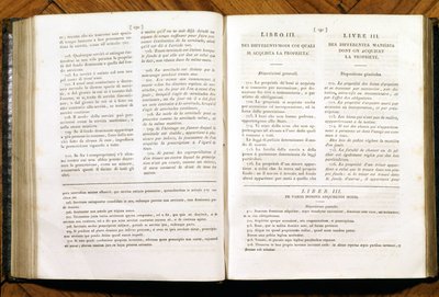 Pagine del Codice Civile di Napoleone. in francese e italiano da Unknown artist