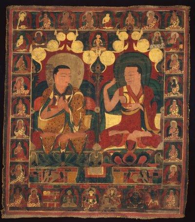 Stendardo dipinto (Thangka) del lignaggio di due Lama in dibattito da Unknown artist
