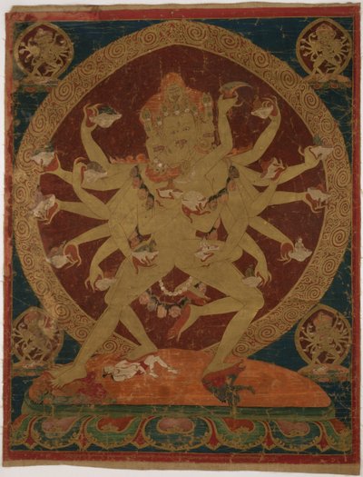 Stendardo dipinto (Thangka) di Hevajra a coppa di cranio (Kapâladhara) da Unknown artist