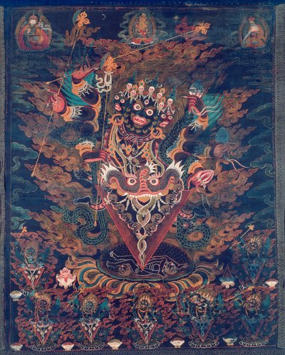Stendardo dipinto (Thangka) con Guru Dragpur, forma collerica di Padmasambhava da Unknown artist