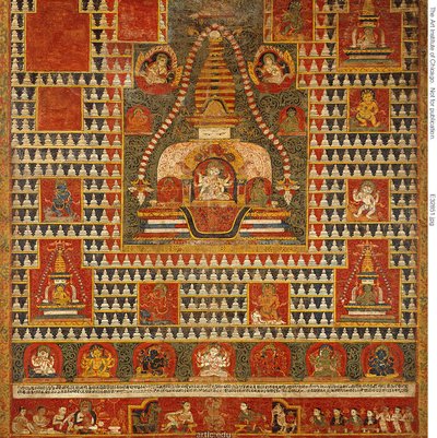 Stendardo dipinto (paubha) della dea Ushnishavijaya all