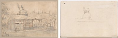 Padiglione vicino a una moschea (recto) Schizzo per Padiglione vicino a una moschea (verso) da Unknown artist