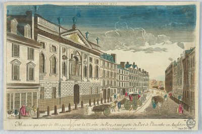 Peep-show, Maison Quiserie de Magasins, per la Marina del Re, e una parte del Porto di Plymouth in Inghilterra da Unknown artist