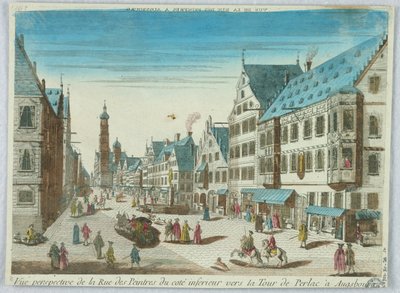 Teatrino, Vue Perspective de la Rue des Peintres du Cote Inferieur Vers la Tour de Perlac a Augsbourg da Unknown artist