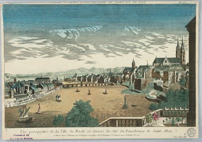 Peep-show, Vue Perspective de la Ville de Basle en Suisses du Cote du Fauxbourg de Saint Alban, No. 33 da Unknown artist