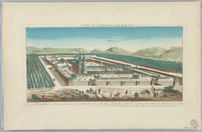 Peep-show, Vue de la Ville de Richelieu en Poitou costruite par le Grand Cardinal Duc de Richelieu, au Bout des Parteres de Sougid et Superbe Chateau de Richelieu de la Conduitte, No. 147 da Unknown artist