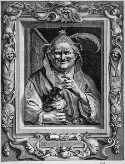 Personificazione della follia che tiene un gatto, n.d. da Unknown artist