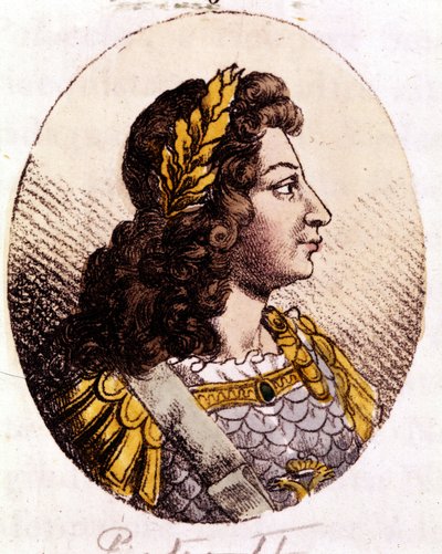 Pietro II (1715-1730). Imperatore di Russia (1727-1730). Incisione dell