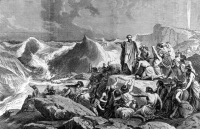 Il Faraone sommerso nel Mar Rosso. Incisione del XIX secolo da Unknown artist