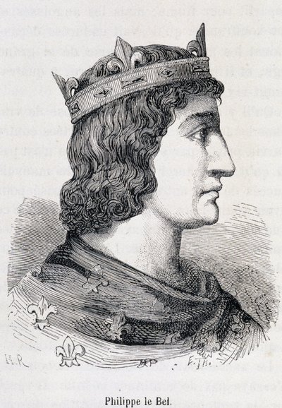 Filippo IV il Bello (1268 - 1314) - in "Histoire de France populaire" di Henri Martin, Jouvet, Parigi, T.1 da Unknown artist