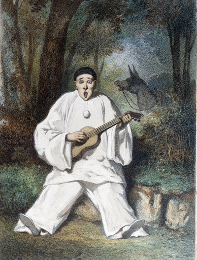 Pierrot suona la chitarra - n.d., fine 19° secolo da Unknown artist