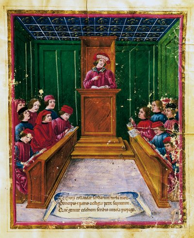 Pietro da Unzola che tiene una lezione di diritto all