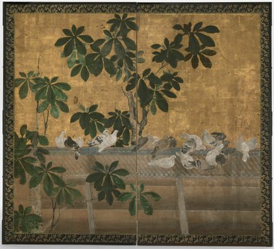 Piccioni e rododendri da Unknown artist