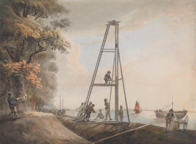 Piantare pali sulle rive del Tamigi da Unknown artist