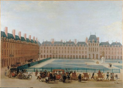 Place Royale; passaggio della carrozza del Re. Attuale Place des Vosges, 4° arrondissement da Unknown artist