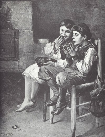 Ragazzi poveri che mangiano, fine XIX secolo da Unknown artist