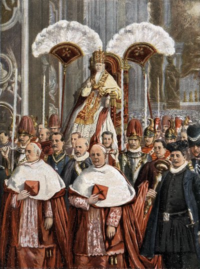 Papa Leone XIII (Gioacchino Pecci 1810-1903) nella Basilica di San Pietro a Roma. da Unknown artist