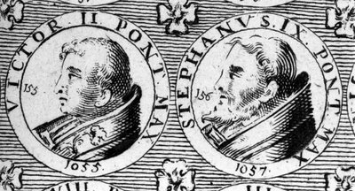 Papi Vittore II e Stefano IX. Incisione del XVIII secolo da Unknown artist