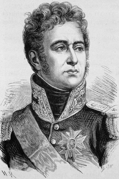 Ritratto di Alexandre Law, marchese di Lauriston (1768 - 1828). Incisione della fine del XIX secolo in "Storia di Francia" di H. Martin da Unknown artist