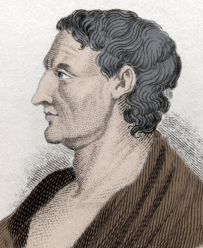 Ritratto di Aristotele noto come lo Stagirita, in greco Aristoteles, filosofo greco (384 a.C. - 322 a.C.). Incisione del XIX secolo da Unknown artist