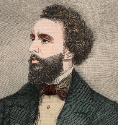 Ritratto di Bayard Taylor (1825-1878), poeta americano. Incisione in "The Illustrated London News" del 23 gennaio 1858. da Unknown artist