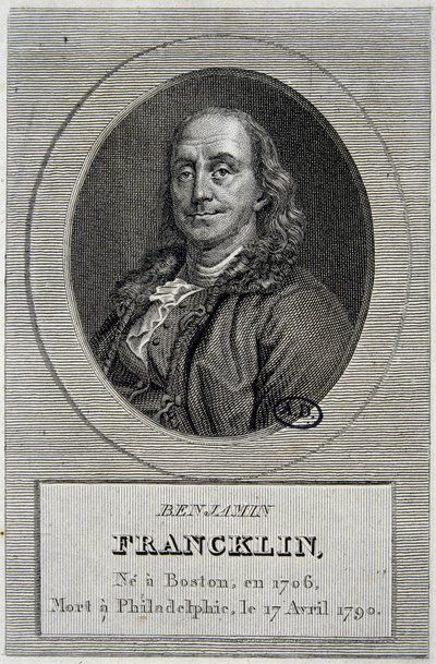 Ritratto di Benjamin Franklin, politico e fisico americano (1706-1790) da Unknown artist