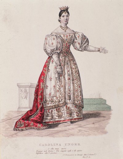 Ritratto di Caroline Ungher (Unger) che si esibisce in I Normanni a Parigi (incisione) da Unknown artist