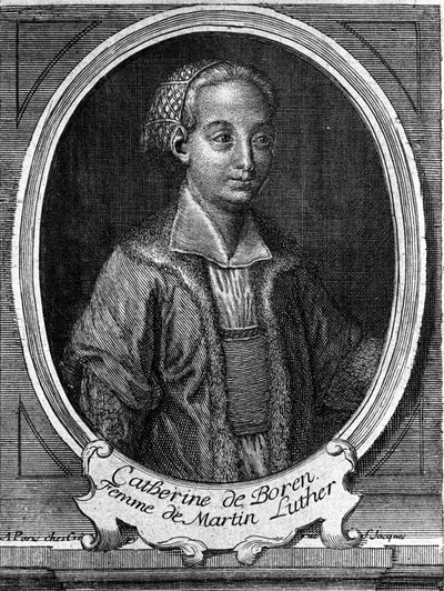 Ritratto di Caterina de Bore (Katharina von Bora) (1499-1552), moglie di Martin Lutero. Incisione del XVIII secolo da Unknown artist
