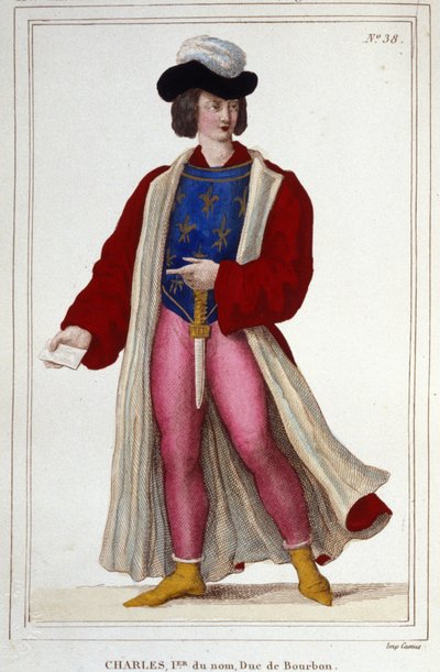 Ritratto di Carlo I di Borbone 1401-1456. Incisione del 1830 da Unknown artist