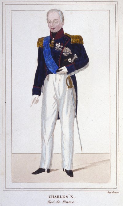 Ritratto di Carlo X, Re di Francia (1757 - 1836) incisione del 1830 da Unknown artist