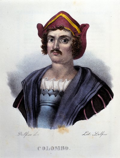 Ritratto di Cristoforo Colombo, incisione del XIX secolo da Unknown artist