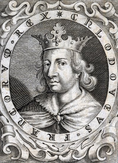 Ritratto di Clodoveo II (? - 657), re di Neustria, Borgogna e Austrasia, incisione del XVIII secolo da Unknown artist