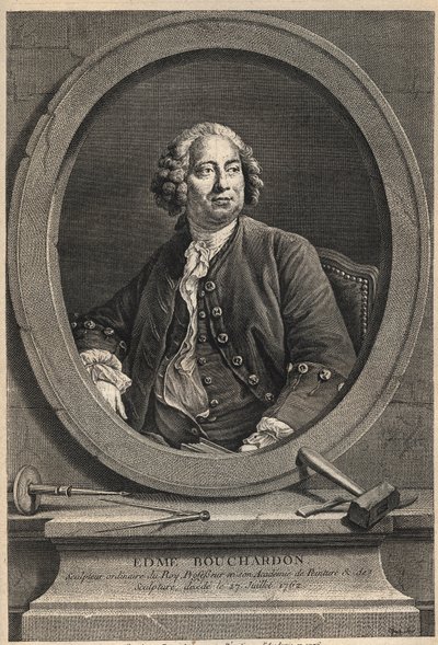 Ritratto di Edme Bouchardon (1698-1762) scultore e disegnatore francese - incisione del 1776 da Unknown artist