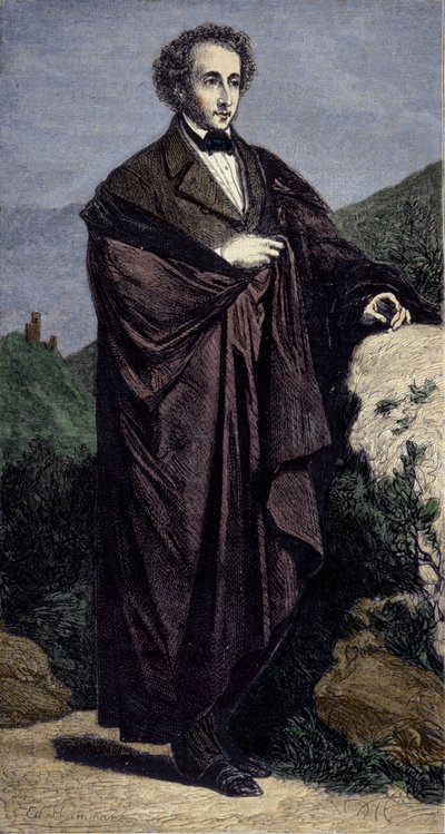Ritratto di Felix Mendelssohn Bartholdy (1809-1847), compositore tedesco da Unknown artist