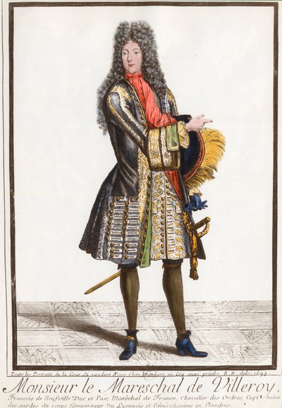 Ritratto di François de Neufville, Duca di Villeroy (1644 - 1730), maresciallo di Francia. Incisione del XVIII secolo da Unknown artist
