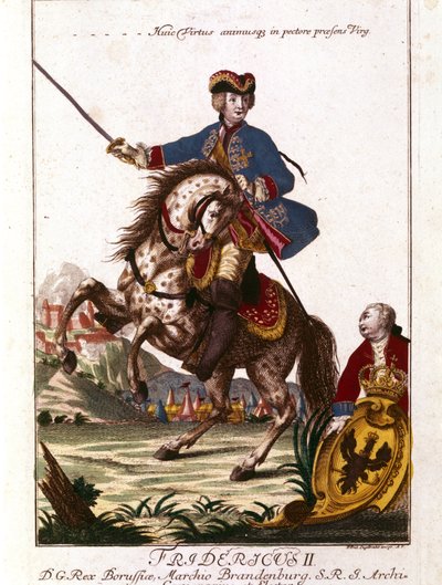 Ritratto di Federico II di Prussia (1712-1786) noto come Federico il Grande. Incisione del XVIII secolo da Unknown artist