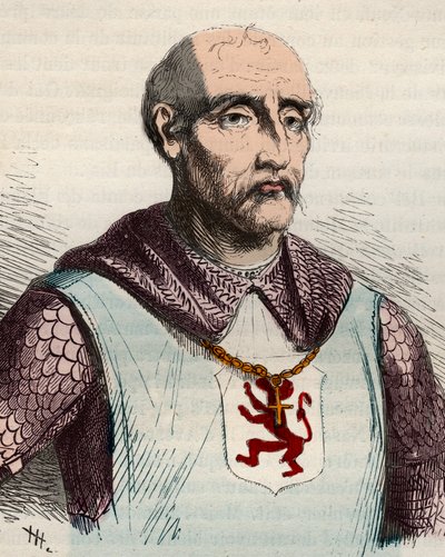 Ritratto di Gui o Guy de Dampierre (1226-1305) Conte delle Fiandre e Conte di Namur - Incisione del 1868 in 