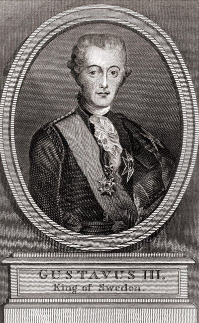 Ritratto di Gustavo III (1746-1792), Re di Svezia dal 1771 al 1792 incisione del 1787 da Unknown artist