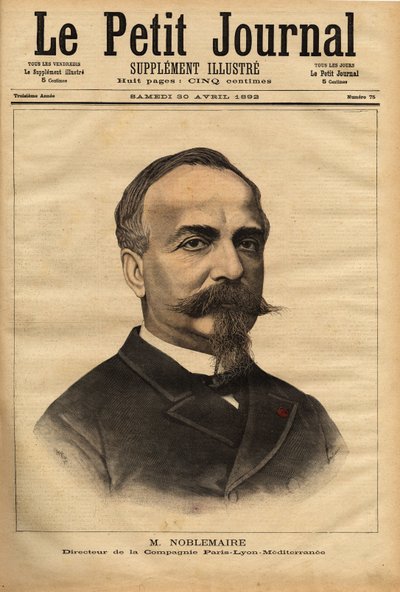Ritratto di Gustave Noblemaire (1832-1924) che, dopo aver supervisionato con successo la costruzione della linea ferroviaria Alger-Oran fino al 1869, tornò a Parigi per assumere la direzione della compagnia Paris Lyon Mediterranee, posizione che mantenne p da Unknown artist