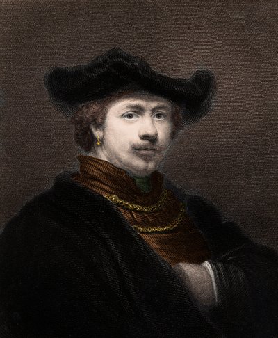 Ritratto di Harmenszoon van Rijn Rembrandt (1606-1669), pittore olandese - incisione - XIX secolo da Unknown artist