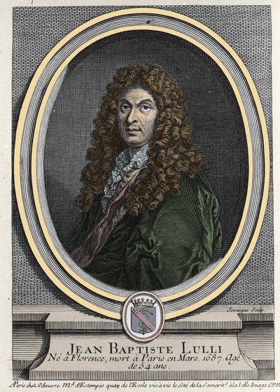 Ritratto di Jean Baptiste Lully (Giovanni Battista Lulli) (1632-1687), compositore francese di origine italiana. Incisione del XIX secolo da Unknown artist