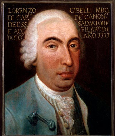 Ritratto di Lorenzo Gibelli (1719-1812) compositore italiano, castrato. Dipinto anonimo. 1773. Bologna, civico museo bibliografico musicale da Unknown artist
