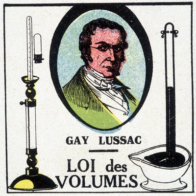 Ritratto di Louis-Joseph Gay-Lussac (Louis Joseph Gay Lussac) (1778-1818), fisico e chimico francese, rappresentato con la legge dei volumi da Unknown artist