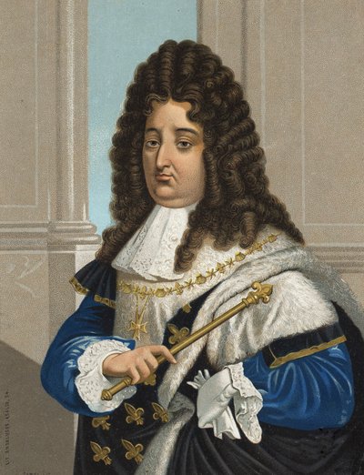 Ritratto di Luigi XIV (1638-1715), re di Francia. dopo hombres y Mujeres celebres. Barcellona 1877 da Unknown artist